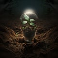 the lightbulb has a tree inside it environment and Earthday concept.