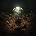 the lightbulb has a tree inside it environment and Earthday concept.