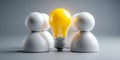 Lightbulb Hovering Between Avatars Representing Shared Business Innovation Idea Royalty Free Stock Photo