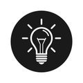 Lightbulb icon flat black round button vector illustration Royalty Free Stock Photo