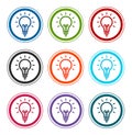 Lightbulb icon flat round buttons set illustration design Royalty Free Stock Photo