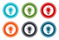 Lightbulb icon flat vector illustration design round buttons collection 6 concept colorful frame simple circle set Royalty Free Stock Photo
