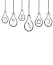 Lightbulb with icon inside hand drawn background vector