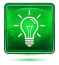 Lightbulb icon neon light green square button Royalty Free Stock Photo
