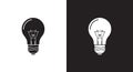 Lightbulb Icon Set - Black and White Idea Symbols Royalty Free Stock Photo