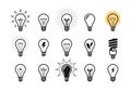 Lightbulb icon set. Light bulb, electricity, energy symbol or label. Vector illustration Royalty Free Stock Photo