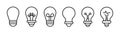 Lightbulb icon set. Outline lamp icon. Idea symbol. Light bulb sign in line. Lamp vector illustration. Linear lightbulb icon.