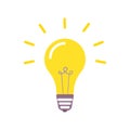 Lightbulb icon, symbol of idea, flat vector illustration. Solution and creativity sign. Shining lamp