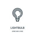 lightbulb icon vector from home and living collection. Thin line lightbulb outline icon vector illustration. Linear symbol for use