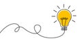 Lightbulb idea concept banner, creative concept bulb sign hand drawn, innovations symbol Royalty Free Stock Photo