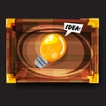 Lightbulb of idea in empty box. discover your idea concept