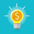 Lightbulb idea gold coin, idea is money vectorlightbulb idea gold coin, idea is money vector