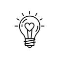 Lightbulb idea Love Icon Feelings vector. Thin line art design, Vector illustration