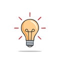 Lightbulb Idea with Red Rays Symbolizing Creativity and Innovation, Glowing Brightly Royalty Free Stock Photo
