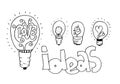 Lightbulb ideas concept doodles icons set. Vector illustration Royalty Free Stock Photo