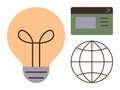 Innovation and Global Connection Concept with Lightbulb, Globe, and Browser Window Royalty Free Stock Photo