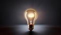 Lightbulb illuminating on a dark background, symbolizing creativity and ideas. 3D Rendering