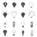 Lightbulb and LED lamp icons set