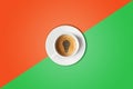 Lightbulb made in cup of coffee. Brain storm, idea concept or coffee-break. Royalty Free Stock Photo