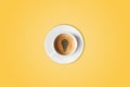 Lightbulb made in cup of coffee. Brain storm, idea concept or coffee-break.