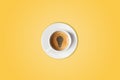 Lightbulb made in cup of coffee. Brain storm, idea concept or coffee-break. Royalty Free Stock Photo