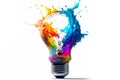 Lightbulb made out of strokes of oil paint. Creative concept. Generative ai Royalty Free Stock Photo