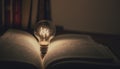 Lightbulb Opened Book. Generative AI Royalty Free Stock Photo