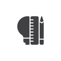 Lightbulb with pencil and ruler vector icon Royalty Free Stock Photo