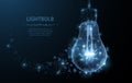 Lightbulb. Polygonal mesh art looks like constellation. Concept illustration or background