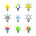 Lightbulb set with various concept and design Royalty Free Stock Photo