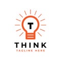 Lightbulb with T initial logo design