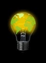 Lightbulb with world-map Royalty Free Stock Photo