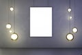 Lightbulbs and blank picture frame on the wall Royalty Free Stock Photo