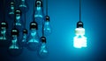 Lightbulbs on blue Royalty Free Stock Photo