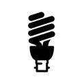 Lightbulbs Compact Fluorescent Black Icon ,Vector Illustration, Isolate On White Background Label. EPS10
