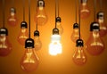 Lightbulbs on yellow Royalty Free Stock Photo