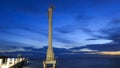 Lighted Beacon or Leading Light with Sunsets and Clouds at bang pu seaside, Samutprakarn, Thailand Royalty Free Stock Photo