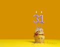 Lighted birthday candle - Celebration card with candle number 31