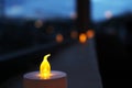 Beautiful yellow lit candle lamp Royalty Free Stock Photo