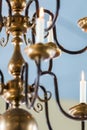 Lighted candles at the church ceiling Royalty Free Stock Photo