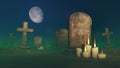 Lighted candles near the old gravestone