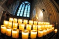 Lighted candles in the Notre-Dame Cathedral