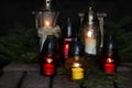 Lighted colorful candles Royalty Free Stock Photo