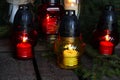 Lighted colorful candles Royalty Free Stock Photo