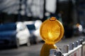 construction site light on a barrier Royalty Free Stock Photo