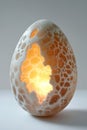 Lighted eggshell with a hole in it Royalty Free Stock Photo
