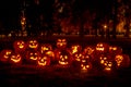 Lighted Halloween Pumpkins with Candles Royalty Free Stock Photo