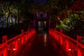 Lighted Huc Bridge at night