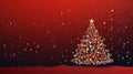 lighted isolated Christmas tree in idyllic red snowy landscape