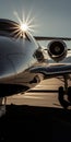 Chrome-plated Jet Airplane On Runway With Sun Shining Royalty Free Stock Photo